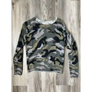 Philosophy 100% Cashmere Green Camo Sweater Sz  XS Camouflage Crewneck Pullover